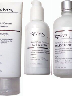Revive Rx Cream Cleanser, Niacinamide Emulsion & Milky Toner Variety Kit, 3 pc